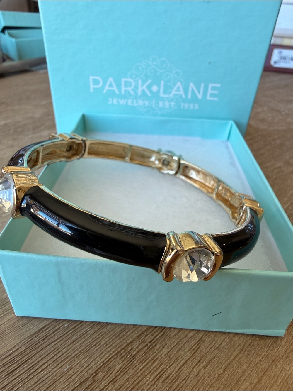 Park Lane Black and Gold Crystal Bangle Bracelet
